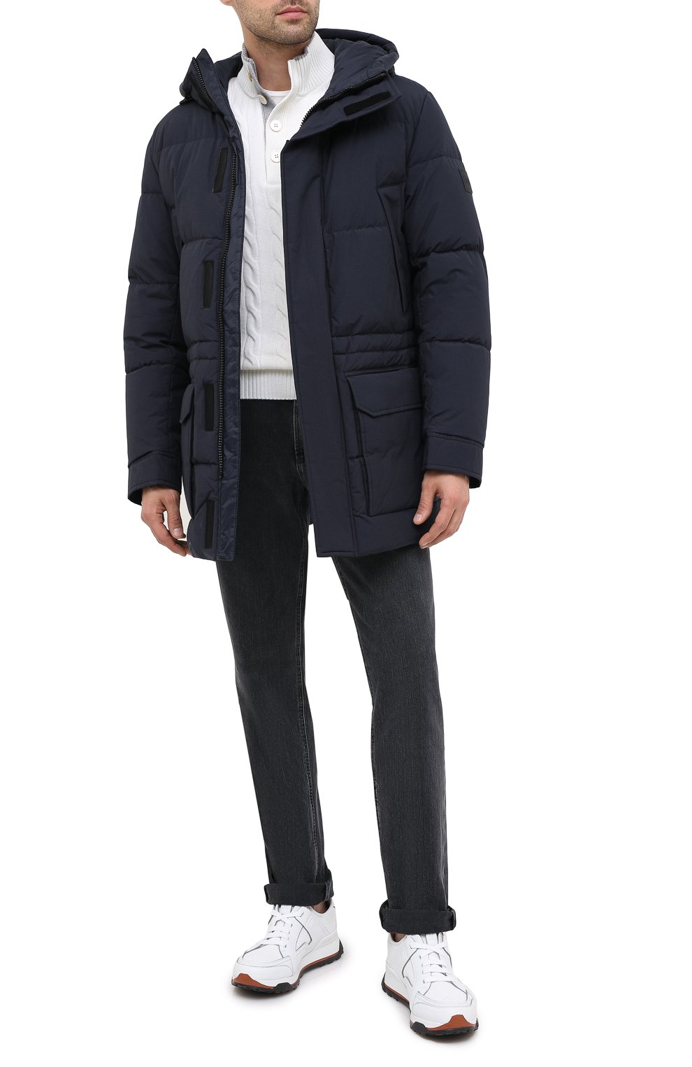 Мужская утепленная куртка BOSS темно-синего цвета, арт. 50436497 | Фото 2 (Кросс-КТ: Куртка; Рукава: Длинные; Длина (верхняя одежда): До середины б�едра; Материал внешний: Синтетический материал, Хлопок; Мужское Кросс-КТ: утепленные куртки, Верхняя одежда; Стили: Кэжуэл)