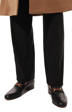 Мужские кожаные лоферы paride GUCCI черного цвета, арт. 655579 0G0P0 | Фото 3 (Стили: Классический)