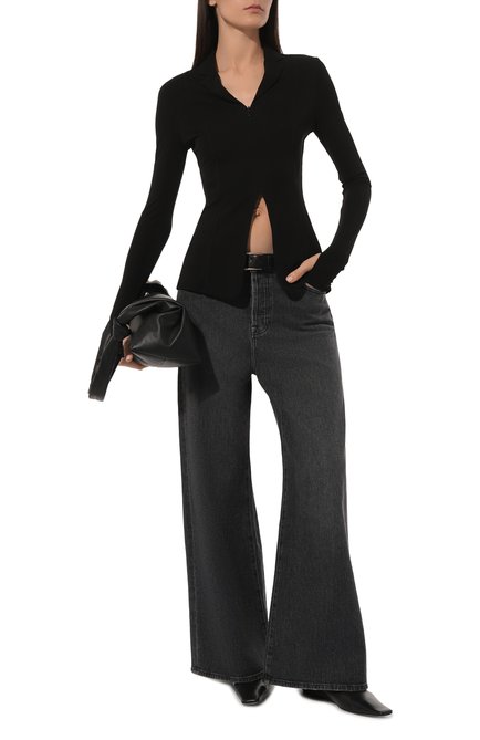 Женские джинсы 7 FOR ALL MANKIND черного цвета, арт. JSZ0C6400Y | Фото 2 (Драгоценные камни: Проставлено; Материал внешний: Хлопок; Длина (брюки, джинсы): Стандартные; Материал сплава: Проставлено)