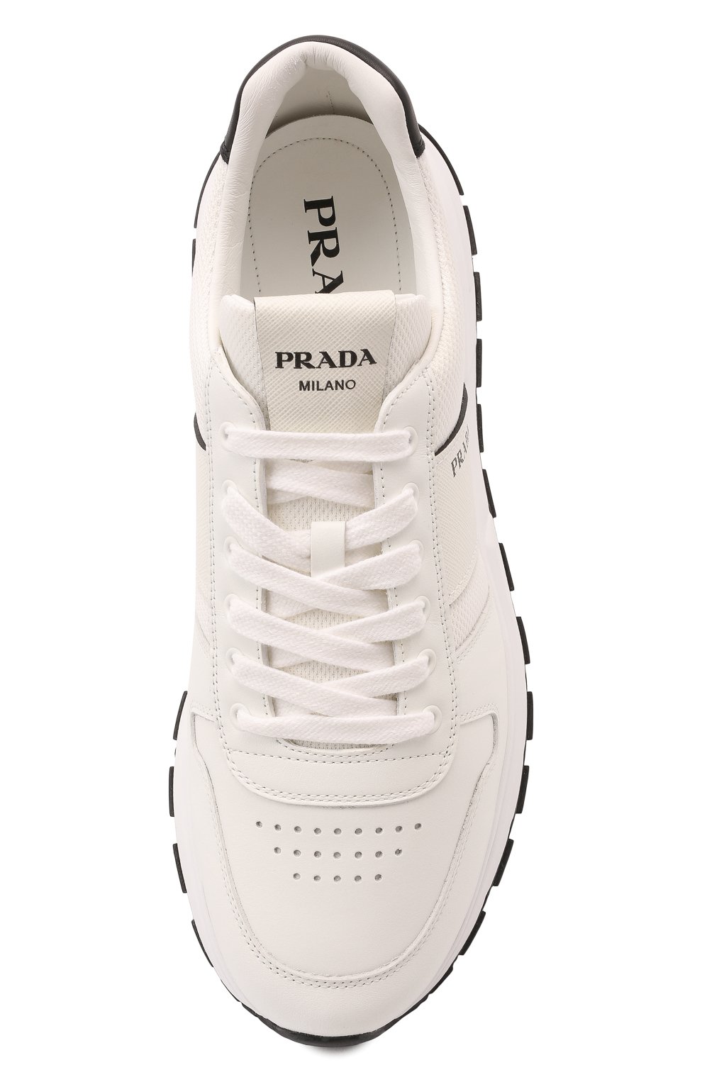 Мужские комбинированные кроссовки prax 01 PRADA белого цвета, арт. 4E3571-3L3F-F0964-G000 | Фото 6 (Стили: Классический; Материал утеплителя: Без утеплителя; Подошва: Массивная)