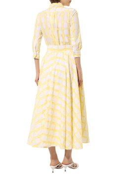 Женское хлопковое платье SARA ROKA желтого цвета, арт. S1Q7380/SA11440 | Фото 4 (Женское Кросс-КТ: платье-рубашка, Платье-одежда; Случай: Повседневный; Материал сплава: Проставлено; Материал внешний: Хлопок; Длина Ж (юбки, платья, шорты): Миди; Драгоценные камни: Проставлено; Рукава: 3/4; Стили: Кэжуэл)
