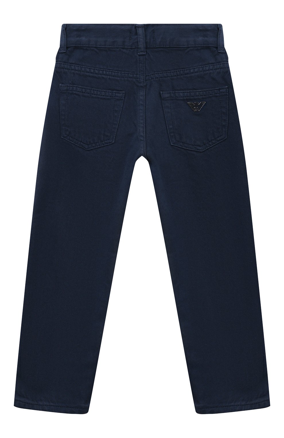 Детские джинсы EMPORIO ARMANI синего цвета, арт. 6R4J75/4N7VZ | Фото 2 (Детали: Однотонный; Материал сплава: Проставлено; Нос: Не проставлено; Материал вне шний: Хлопок, Лиоцелл, Растительное волокно)