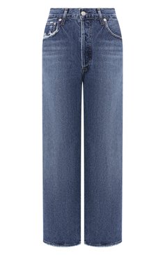 Женские джинсы AGOLDE синего цвета, арт. A117C-1139 | Фото 1 (Силуэт Ж (брюки и джинсы): Широкие, Бойфренды; Кросс-КТ: Деним; Длина (брюки, джинсы): Стандартные, Укороченные; Материал внешний: Хлопок; Детали: Потертости)