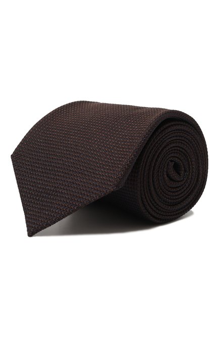 Мужской шелковый галстук VAN LAACK темно-коричневого цвета, арт. LER0Y/K04325 | Фото 1 (Нос: Не проставлено; Принт: Без принта; Материал: Текстиль, Шелк; Материал сплава: Проставлено)
