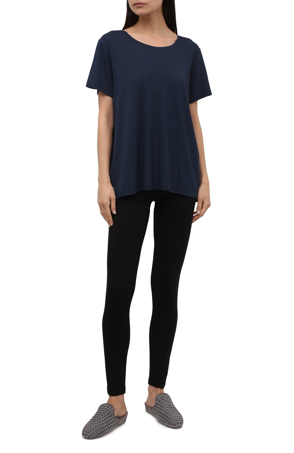Женская футболка DEREK ROSE темно-синего цвета, арт. 1227-LARA001 | Фото 2 (Материал внешний: Синтетический материал; Женское Кросс-КТ: Футболка-белье)