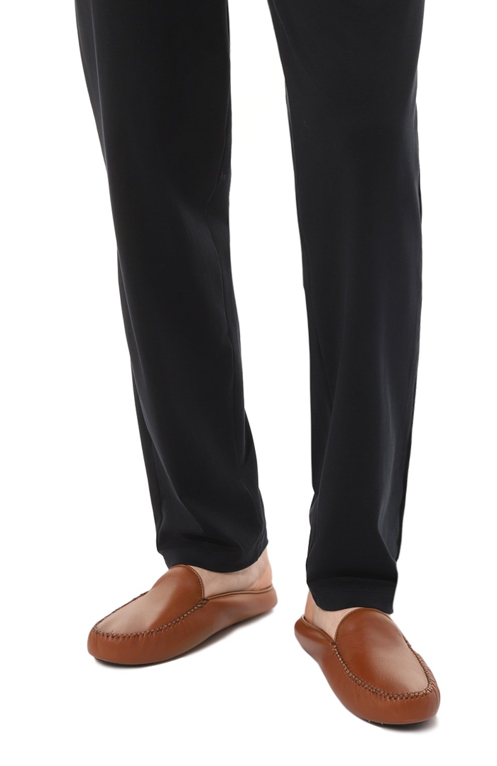 Мужского домашние кожаные туфли HOMERS AT HOME коричневого цвета, арт. 12511F/SEDACALF | Фото 3 (Материал в нутренний: Натуральная кожа; Мужское Кросс-КТ: тапочки-обувь)