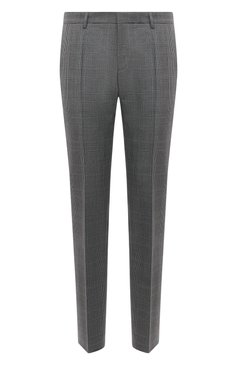 Мужские шерстяные брюки BOSS серого цвета, арт. 50453909 | Фото 1 (Материал внешний: Шерсть; Длина (брюки, джинсы): Стандартные; Случай: Повседневный; Стили: Кэжуэл)