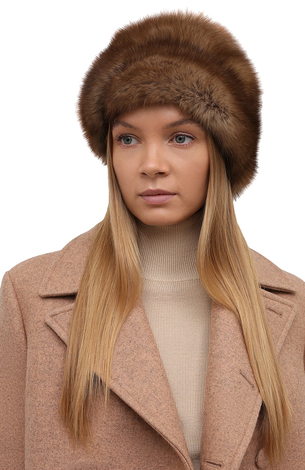 Женская шапка из меха соболя FURLAND коричневого цвета, арт. 0016303210032100007 | Фото 2 (Материал: Натуральный мех)