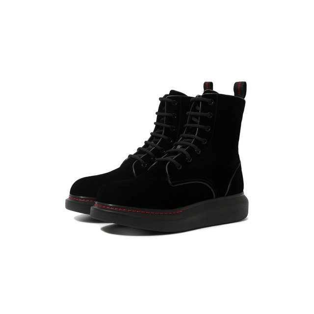 Текстильные ботинки Alexander McQueen черного цвета