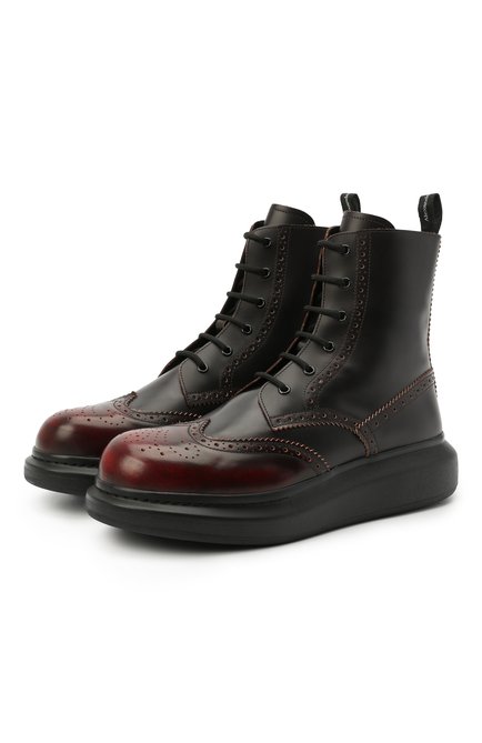 Мужские кожаные ботинки ALEXANDER MCQUEEN черного цвета по цене 78950 руб., арт. 586199/WHRQ4 | Фото 1