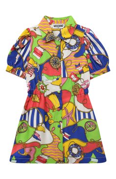 Детское платье из вискозы MOSCHINO разноцветного цвета, арт. HDV0DC/S0Q16/4-8 | Фото 1 (Рукава: Короткие; Случай: Повседневный; Материал сплава: Проставлено; Материал внешний: Вискоза; Девочки Кросс-КТ: Платье-одежда; Драгоценные камни: Проставлено; Ростовка одежда: 4 года | 104 см, 5 лет | 110 см, 6 лет | 116 см, 8 лет | 128 см)
