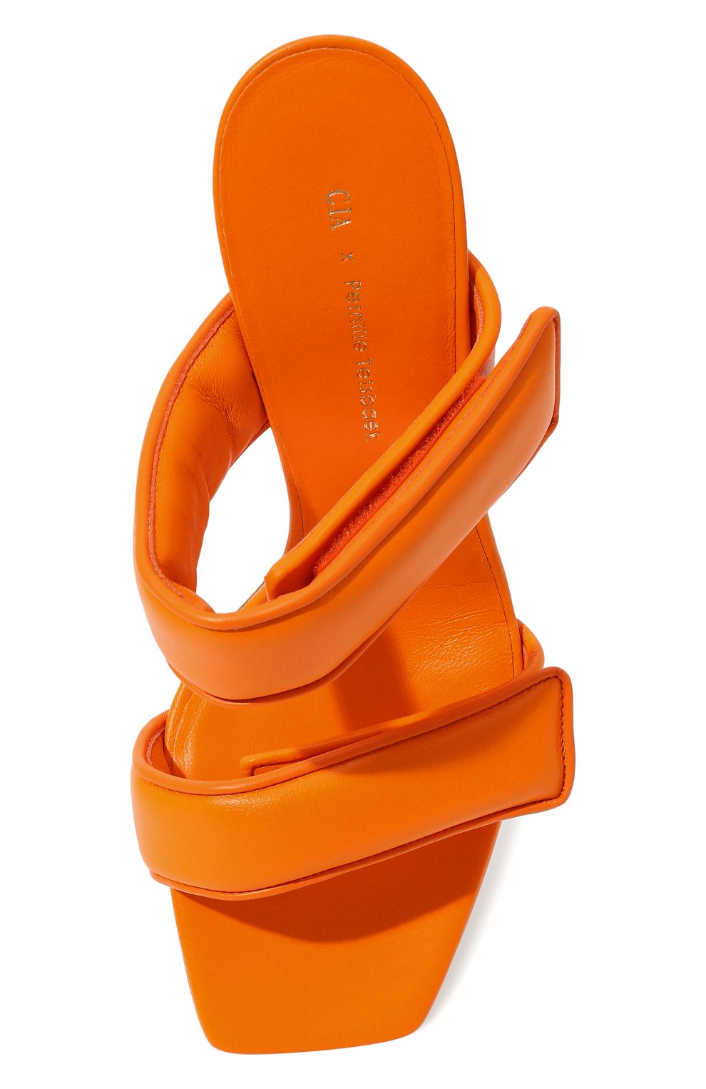 Женские кожаные мюли GIABORGHINI оранжевого цвета, арт. PERNI-03 4 196 | Фото 6 (Каблук высота: Высокий, Средний; Материал внутренний: Натуральная кожа; Каблук тип: Шпилька; Подошва: Плоская)
