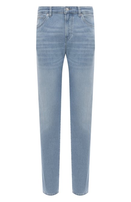Мужские джинсы BOSS голубого цвета, арт. 50513634 | Фото 1 (Материал сплава: Проставлено; Драгоценные камни: Проставлено; Длина (брюки, джинсы): Стандартные; Материал внешний: Хлопок)