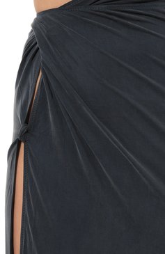 Женская юбка JACQUEMUS темно-синего цвета, арт. 23E231JS056-2307 | Фото 5 (Материал внешний: Купро, Растительное волокно; Женское Кросс-КТ: Юбка-одежда; Длина Ж (юбки, платья, шорты): До колена; Стили: Романтичный)