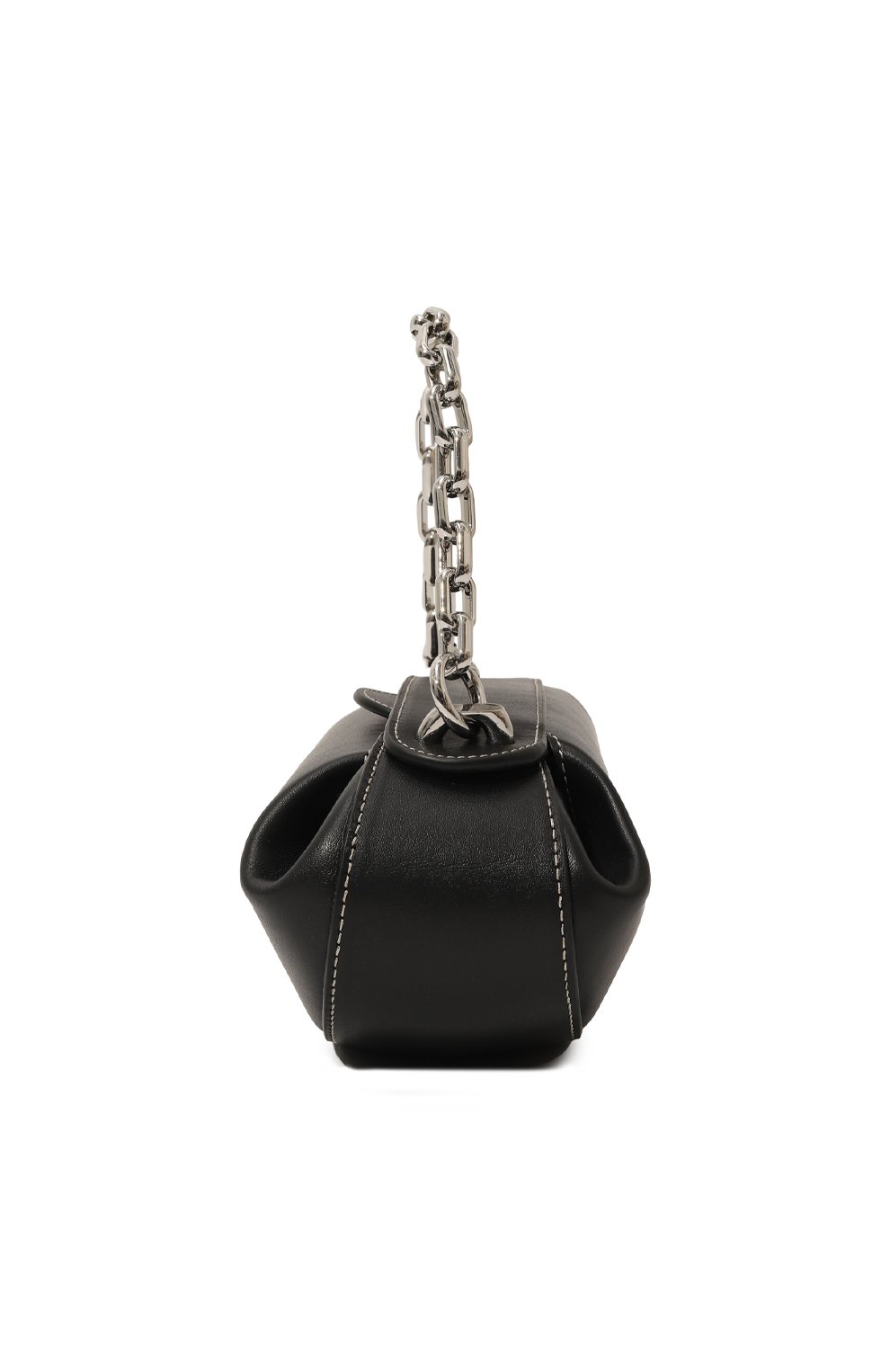 Женская сумка dinner roll YUZEFI черного цвета, арт. YUZC02-HB-DR-00 | Фото 4 (Сумки-технические: Сумки top-handle; Материал: Натуральная кожа; Материал сплава: Проставлено; Ремень/цепочка: На ремешке; Драгоценные камни: Проставлено; Размер: small)