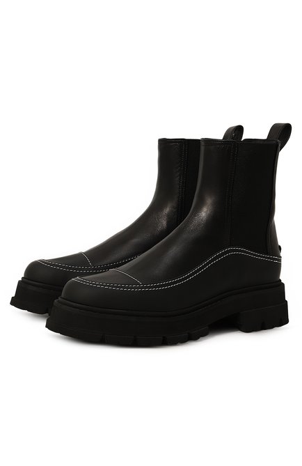 Женские кожаные ботинки EMPORIO ARMANI черного цвета, арт. X3M363/XN983 | Фото 1 (Драгоценные камни: Проставлено; Материал сплава: Проставлено; Материал внутренний: Натуральная кожа; Каблук высота: Низкий; Подошва: Платформа)