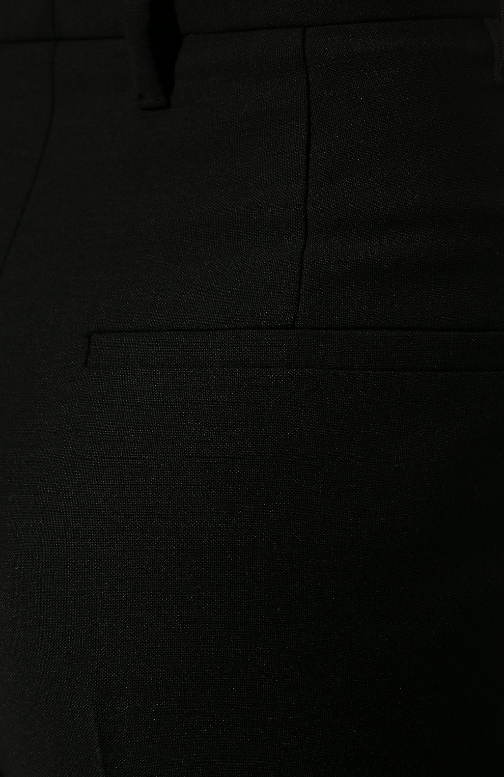 Женские брюки PRADA черного цвета, арт. P232E-1YB8-F0806-211 | Фото 5 (Материал внешний: Шерсть; Длина (брюки, джинсы): Стандартные; Женское Кросс-КТ: Брюки-одежда; Силуэт Ж (брюки и джинсы): Прямые; Стили: Классический)