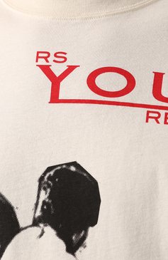 Мужская хлопковая футболка RAF SIMONS бежевого цвета, арт. 201-121-19001 | Фото 5 (Рукава: Короткие; Стили: Гранж; Принт: С принтом; Длина (для топов): Удлиненные; Материал внешний: Хлопок)