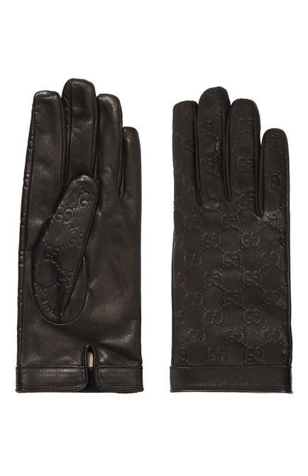 Женские кожаные перчатки GUCCI черного цвета, арт. 434211 B6500 | Фото 2 (Материал: Натуральная кожа)