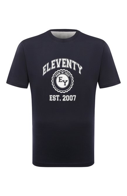 Мужская хлопковая футболка ELEVENTY темно-синего цвета, арт. H75TSHH07 TSH26001 | Фото 1 (Рукава: Короткие; Драгоценные камни: Проставлено; Длина (для топов): Стандартные; Материал сплава: Проставлено; Материал внешний: Хлопок)