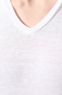 Мужская льняная футболка DANIELE FIESOLI белого цвета, арт. DF 1236 | Фото 5 (Принт: Без принта; Рукава: Короткие; Длина (для топов): Стандартные; Материал внешний: Лен; Стили: Кэжуэл)