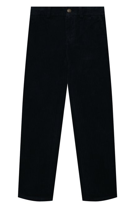 Детские хлопковые брюки DOLCE & GABBANA темно-синего цвета, арт. L43P90/LY062/2-6 | Фото 1 (Материал внешний: Хлопок; Стили: Классический)