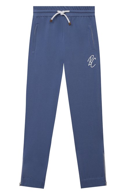 Детские хлопковые брюки BRUNELLO CUCINELLI синего цвета, арт. B0T63E322C | Фото 1 (Материал внешний: Хлопок; Случай: Повседневный; Ростовка одежда: 12 лет | 152 см)