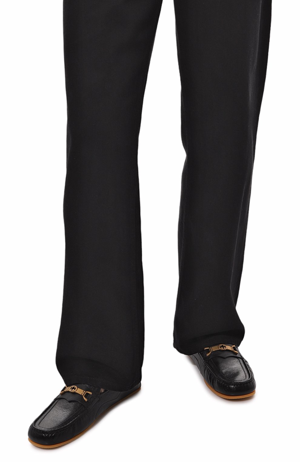 Мужские кожаные мокасины GUCCI черного цвета, арт. 655519 1XO00 | Фото 3 (Стили: Кэжуэл)