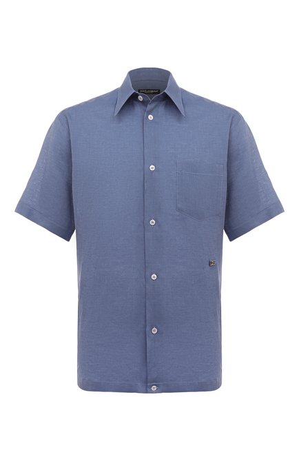 Мужская льняная рубашка DOLCE & GABBANA синего цвета по цене 72300 руб., арт. G5KE1T/FU4IK | Фото 1
