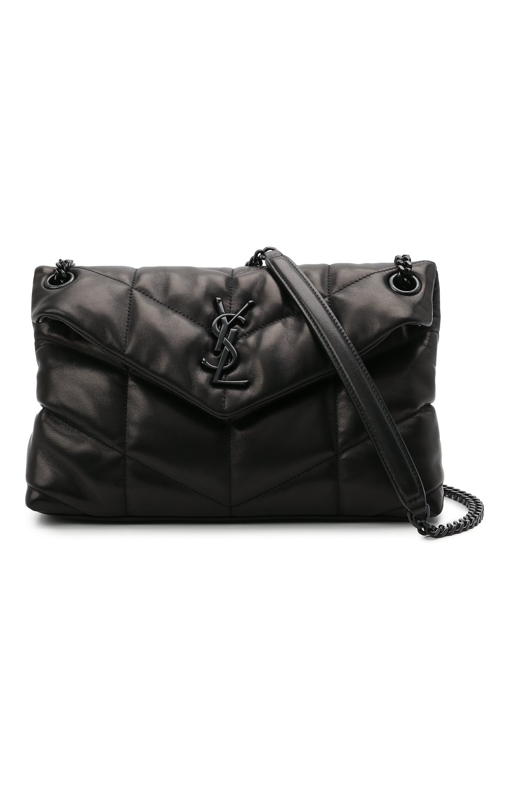 Женская сумка puffer loulou small SAINT LAURENT черного цвета, арт. 577476/1EL08 | Фото 6 (Сумки-технические: Сумки через плечо; Материал: Натуральная кожа; Ремень/цепочка: На ремешке; Размер: small)