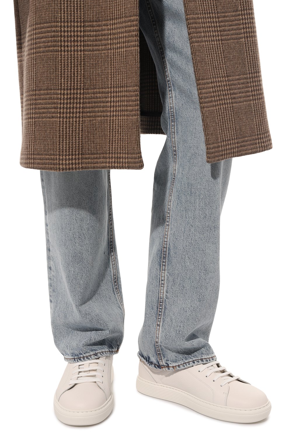Мужские кожаные кеды urano BRUNELLO CUCINELLI кремвого цвета, арт. MZUASB2042 | Фото 3 (Материал внутренний: Натуральная кожа; Подошва: Массивная)