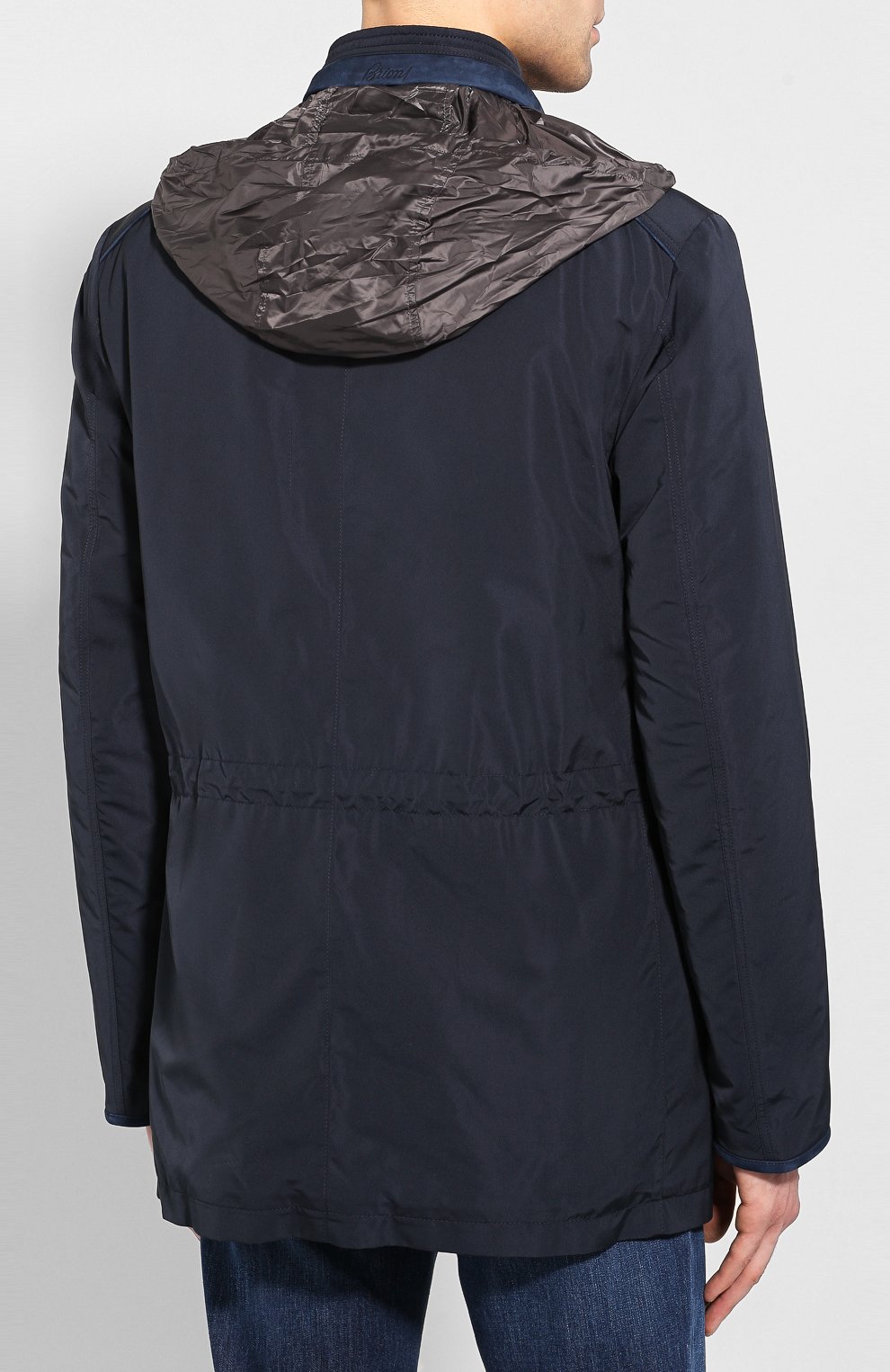 Мужская куртка BRIONI темно-синего цвета, арт. SFND0L/P8805 | Фото 6 (Кросс-КТ: Куртка; Рукава: Длинные; Длина (верхняя одежда): До середины бедра; Материал внешний: Синтетический материал, Полиэстер; Региональные ограничения белый список (Axapta Mercury): RU; Мужское Кросс-КТ: утепленные куртки, Верхняя одежда; Материал сплава: Проставлено; Драгоценные камни: Проставлено; Материал подклада: Хлопок)