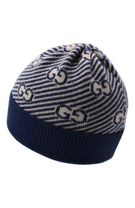Детского шерстяная шапка GUCCI синего цвета, арт. 651707/3K206 | Фото 2 (Материал: Шерсть, Текстиль)