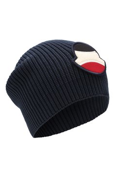 Мужская шапка MONCLER темно-синего цвета, арт. F1-091-9Z701-00-V9007 | Фото 1 (Материал: Текстиль, Синтетический материал, Хлопок; Кросс-КТ: Трикотаж)