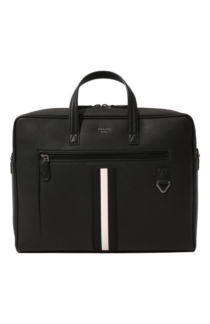 Мужская кожаная сумка для ноутбука BALLY черного цвета, арт. MAB00D/VT116 | Фото 1 (Размер: large; Ремень/цепочка: На ремешке; Материал: Натуральная кожа)