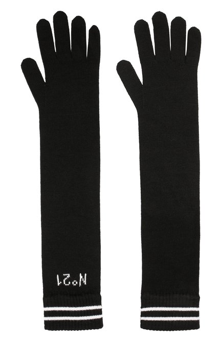 Детские перчатки N21 черного цвета, арт. N2145P/N0040/N21N2F | Фото 2 (Материал: Текстиль, Шерсть, Синтетический материал; Статус проверки: Проверено, Проверена категория)