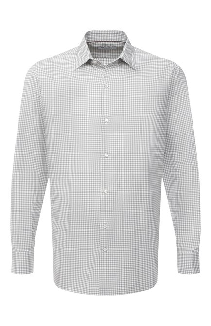 Мужская хлопковая рубашка LORO PIANA светло-серого цвета по цене 54550 руб., арт. FAL4417 | Фото 1