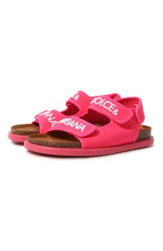 Детские сандалии DOLCE & GABBANA розового цвета, арт. DA5128/AQ687/37-39 | Фото 1 (Материал внешний: Текстиль; Материал внутренний: Текстиль)