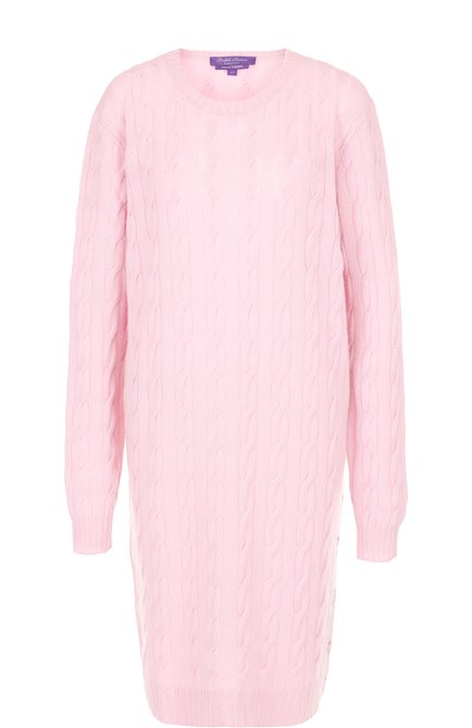 Женское вязаное кашемировое платье с круглым вырезом RALPH LAUREN розового цвета по цене 172000 руб., арт. 290720002 | Фото 1
