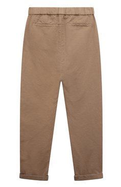 Детские брюки изо льна и хлопка BRUNELLO CUCINELLI светло-коричневого цвета, арт. B291DP113C | Фото 2 (Случай: Повседневный; Материал внешний: Хлопок, Лен)