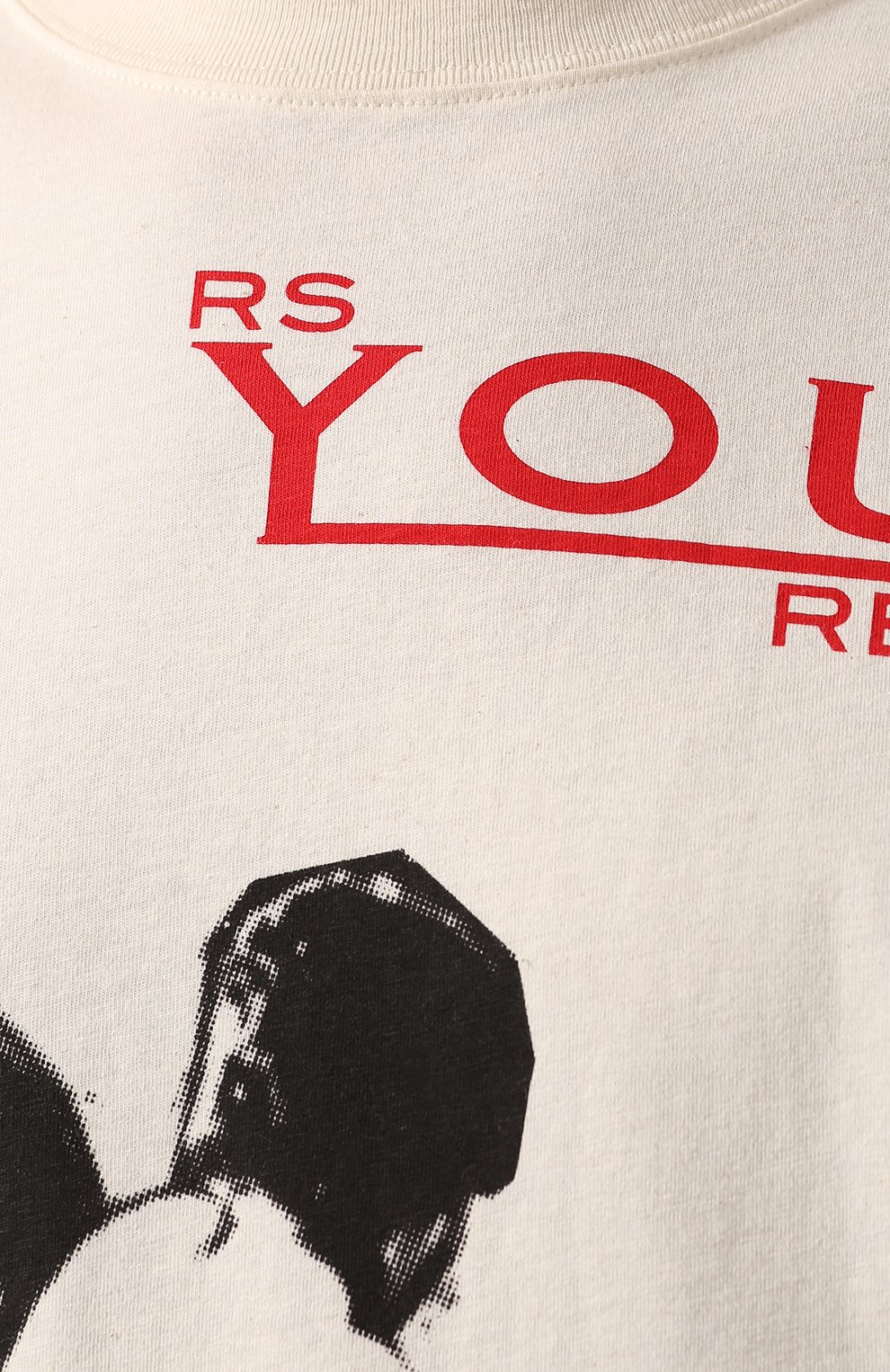 Мужская хлопковая футболка RAF SIMONS бежевого цвета, арт. 201-121-19001 | Фото 5 (Рукава: Короткие; Стили: Гранж; Принт: С принтом; Длина (для топов): Удлиненные; Материал внешний: Хлопок)