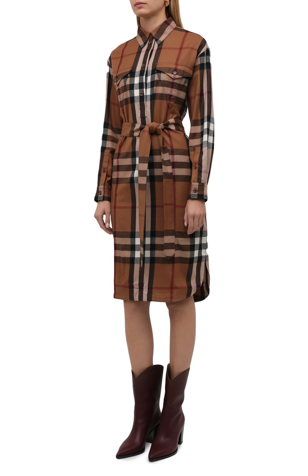 Женское коричневое шерстяное платье BURBERRY купить в интернет-магазине ...