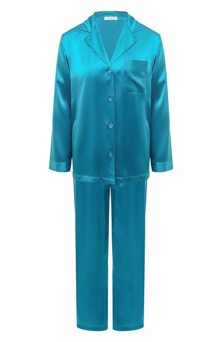 Женская шелковая пижама LUNA DI SETA бирюзового цвета, арт. VLST08007 | Фото 1 (Материал сплава: Проставлено; Нос: Не проставлено; Материал внешний: Шелк)
