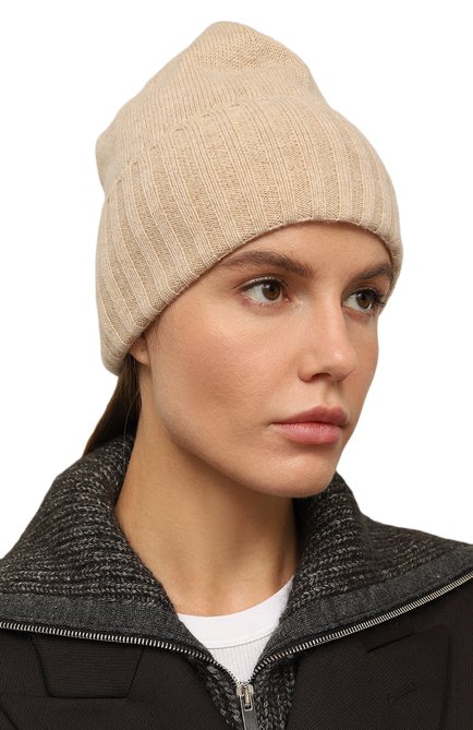 Женская кашемировая шапка NOT SHY бежевого цвета, арт. 4301030C | Фото 2 (Материал: Текстиль, Шерсть, Кашемир; Нос: Не проставлено; Материал сплава: Проставлено)