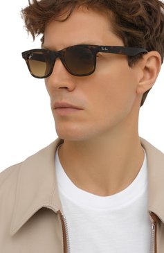 Женские  солнцезащитные очки RAY-BAN коричневого цвета, арт. 4640-710/M2 | Фото 3 (Кросс-КТ: С/з-унисекс; Региональные ограничения белый список (Axapta Mercury): RU; Тип очков: С/з; Оптика Гендер: оптика-унисекс; Очки форма: Прямоугольные)
