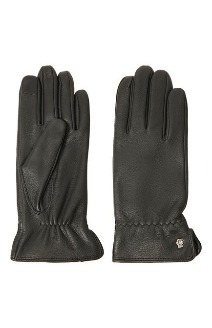 Мужские кожаные перчатки с кашемировой подкладкой ROECKL черного цвета, арт. 11013-663 | Фото 2 (Материал: Натуральная кожа; Мужское Кросс-КТ: Кожа и замша)