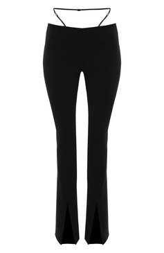 Женские брюки DSQUARED2 черного цвета, арт. S80KA0030/S60567 | Фото 1 (Длина (брюки, джинсы): Удлиненные; Стили: Гламурный; Женское Кросс-КТ: Брюки-одежда; Материал внешний: Синтетический материал; Материал сплава: Проставлено; Силуэт Ж (брюки и джинсы): Расклешенные; Драгоценные камни: Проставлено)