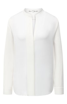 Женская шелковая блузка VINCE белого цвета, арт. V674312338 | Фото 1 (Материал внешний: Шелк; Рукава: Длинные; Принт: Без принта; Длина (для топов): Стандартные; Стили: Классический; Женское Кросс-КТ: Блуза-одежда)
