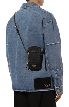 Мужская сумка MOSCHINO черного цвета, арт. 2316MA8101/8268 | Фото 2 (Размер: mini; Ремень/цепочка: На ремешке; Материал: Текстиль)