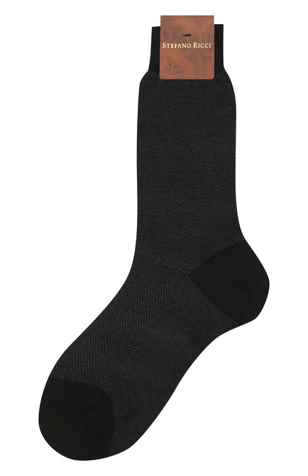 Мужские хлопковые носки STEFANO RICCI черного цвета, арт. C034JQ0655/C034JQ | Фото 1 (Материал внешний: Хлопок; Кросс-КТ: бельё)